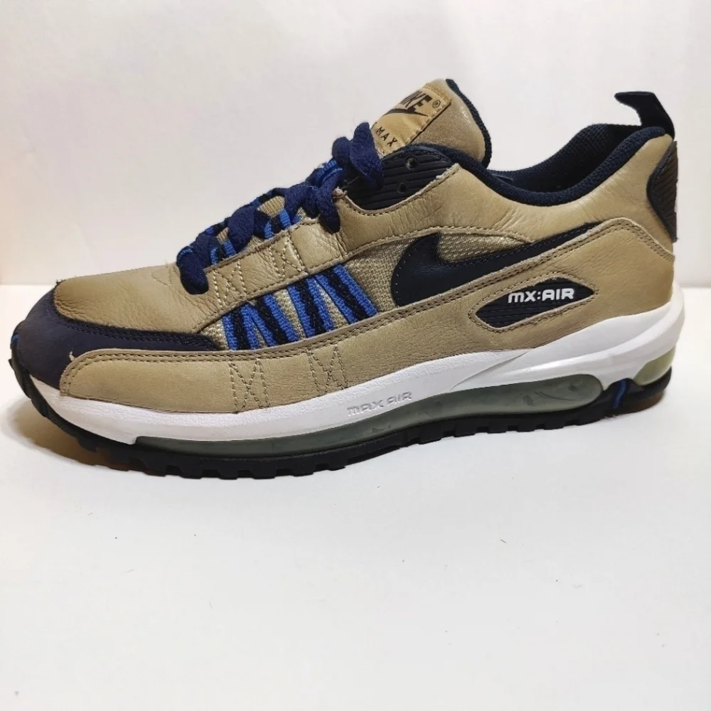 RARE Nike Air Max Terra Ninety Tan Black Blue Leather Athletic Sneaker men's 7.5